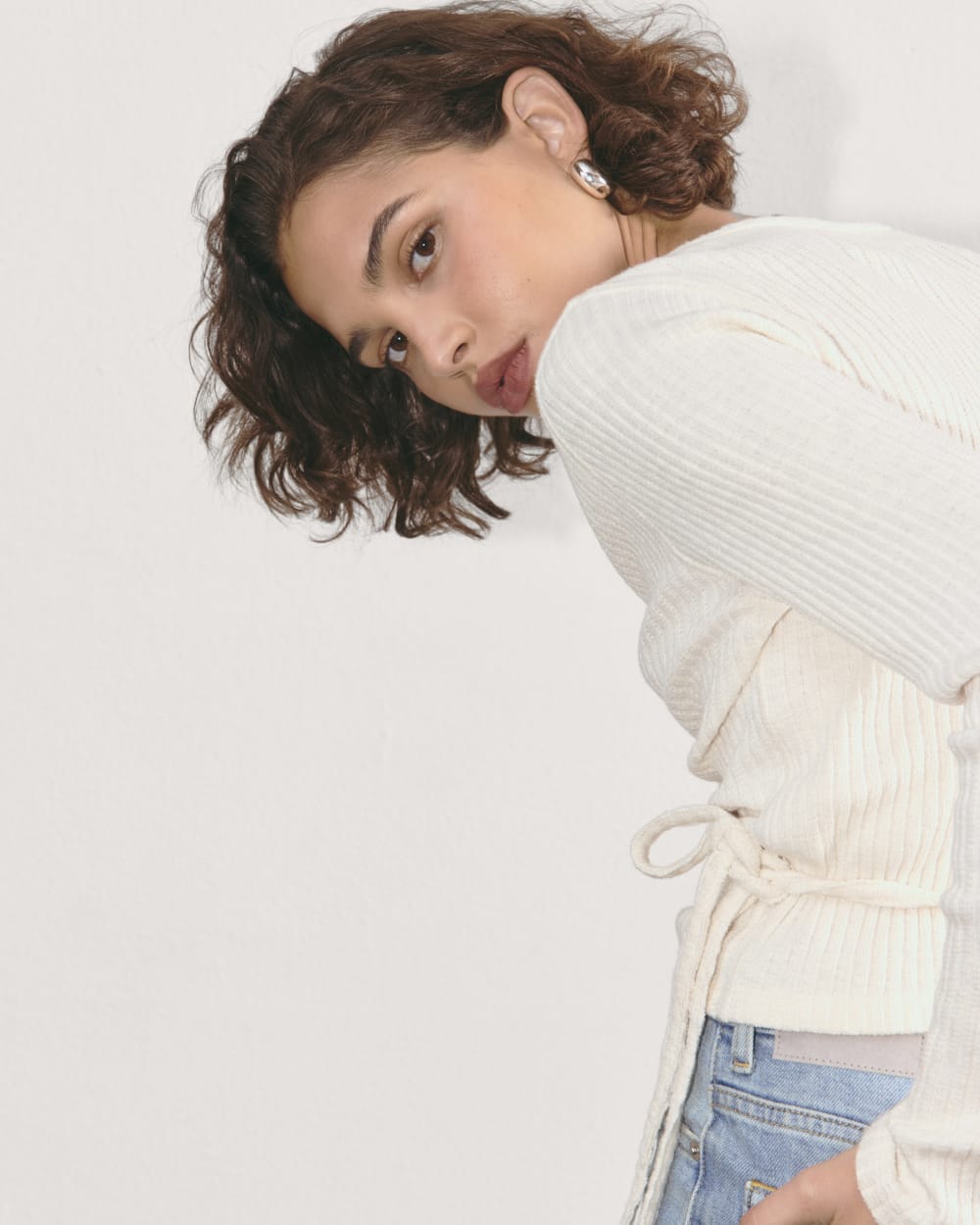 The Cozy Rib Wrap Top | Bone - Image 6