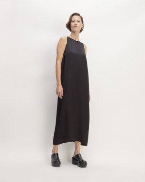 The Satin Racerback Slip Dress | Black