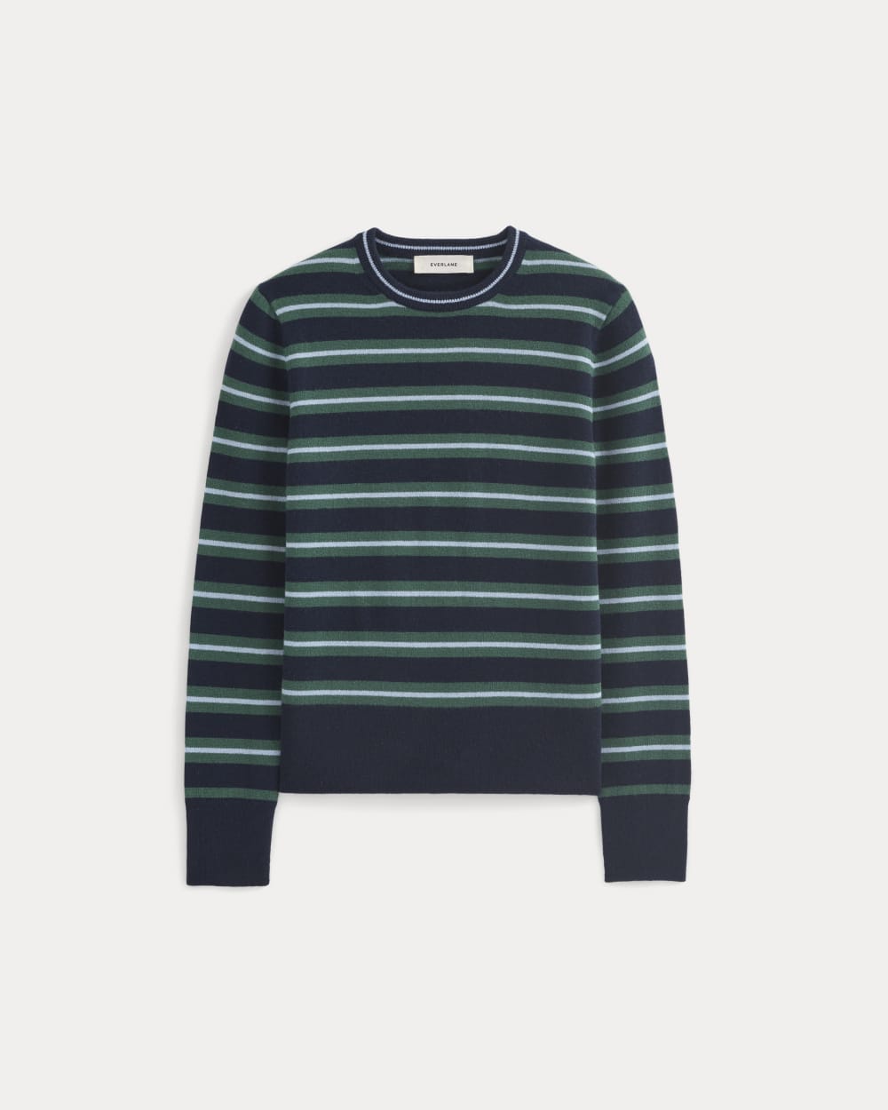Cashmere Slim Crew Sweater | Hunter Green/Open Air Blue - Image 2