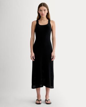 The Crochet Knit Tank Dress | Black