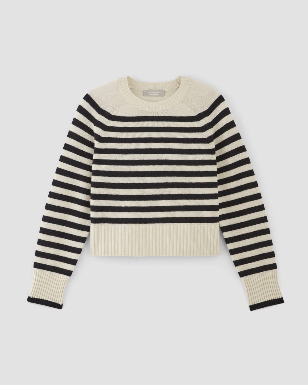 The Boxy Crew in Cashmere | Bone / Black - Image 2