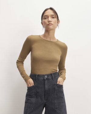 The Luxe Rib Long-Sleeve Crew | Coffee Bean