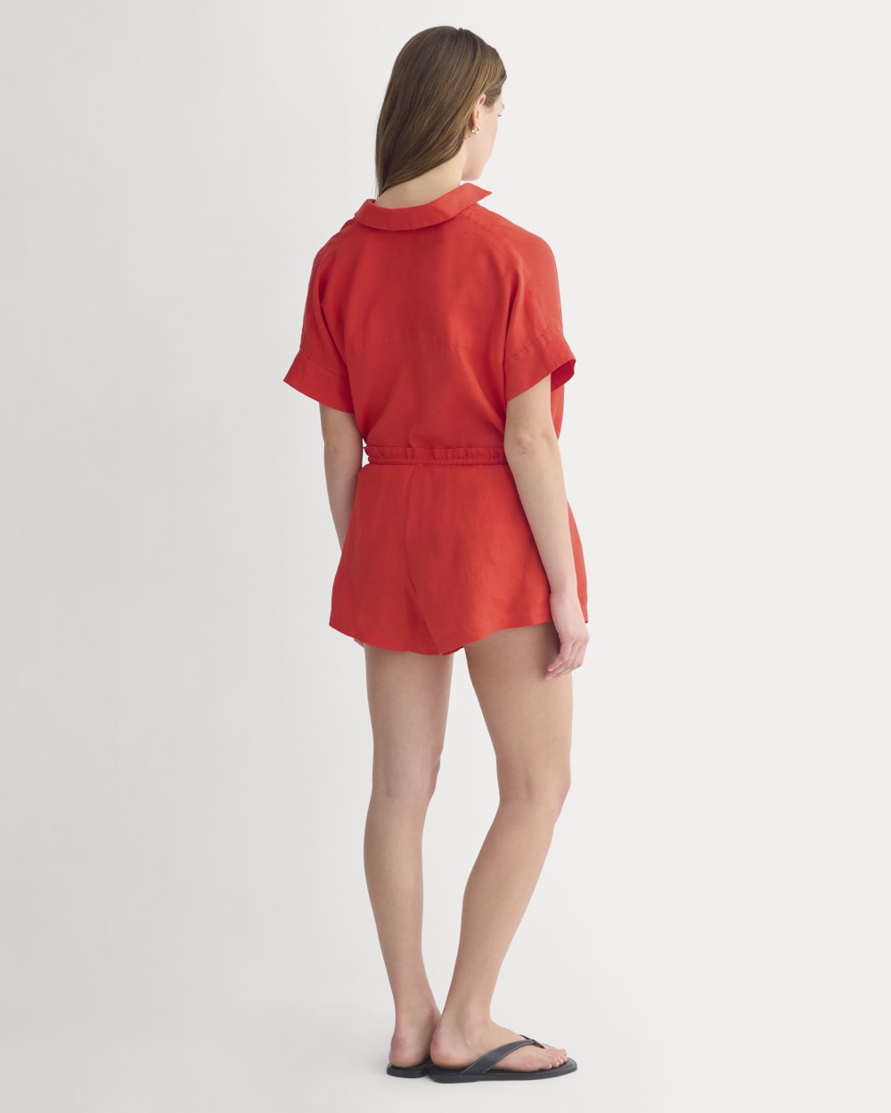Flowy Short in Linen | Fiery Red - Image 4