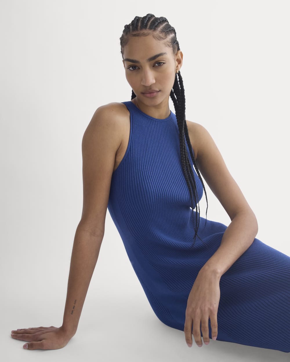 Cutaway Ribbed Midi Dress | Estate Blue - Image 4