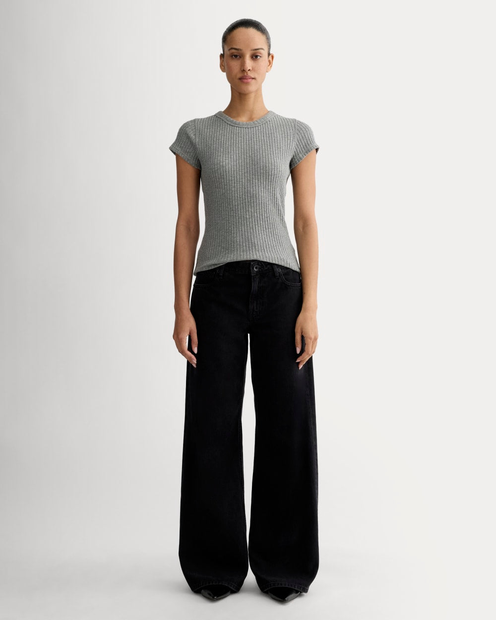The Cozy Rib Tee | Mid Heather Grey - Image 3