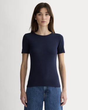 The Luxe Rib Crew | Navy