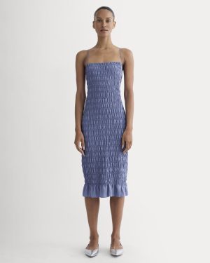 The Smocked Column Dress | Blue Dusk