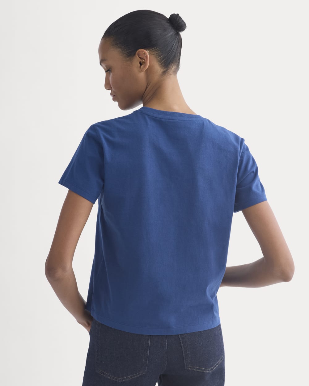 The Box-Cut Tee in Essential Cotton | Estate Blue | No Pocket - Image 4