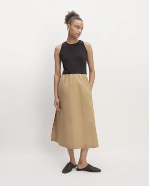 The Supima? High-Neck Riviera Dress | Black / Tiger's Eye
