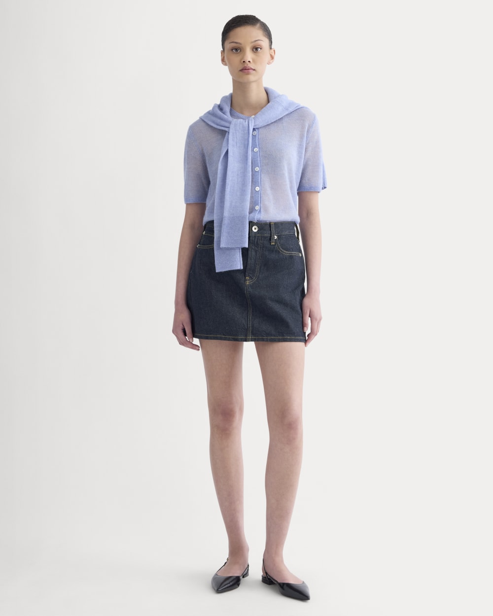The Air Alpaca? Short-Sleeve Cardigan | Soft Blue - Image 3