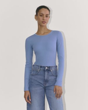The Luxe Rib Long-Sleeve Crew | Bluebell
