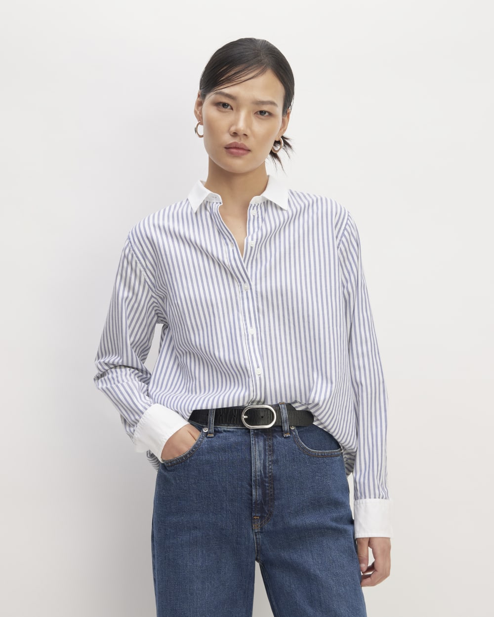 The Must-Have Shirt in Silky Cotton | Mariner Blue / White