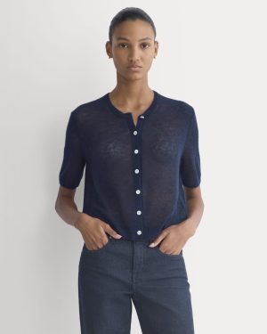 The Air Alpaca? Short-Sleeve Cardigan | Navy