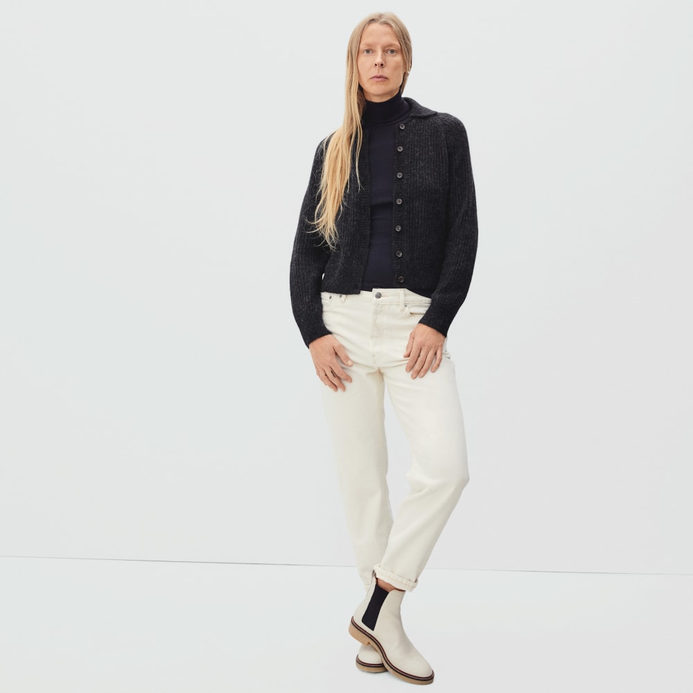 The Alpaca Collared Cardigan | Heathered Black - Image 5