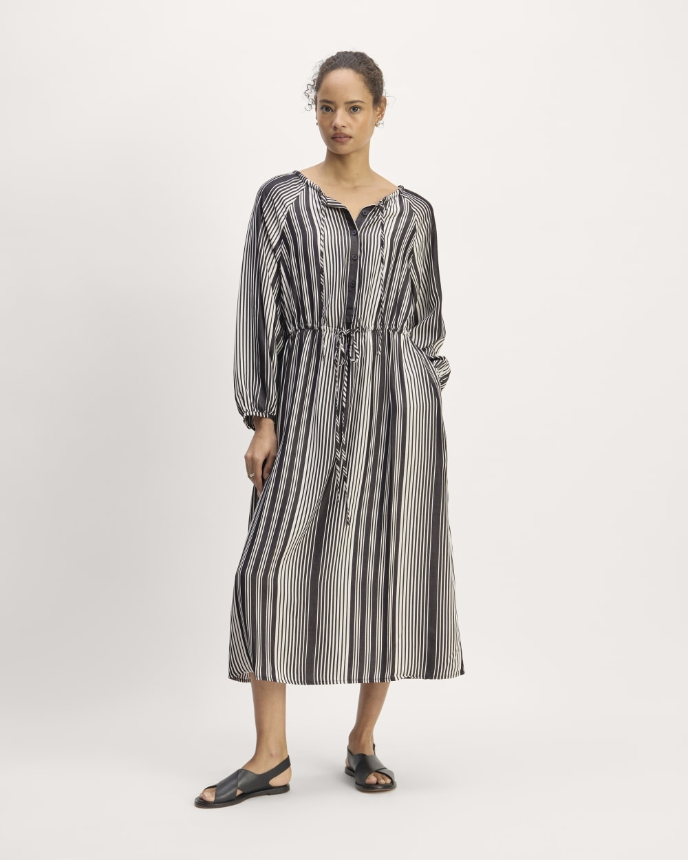 The TENCEL? Gathered Maxi Dress | Black / Bone