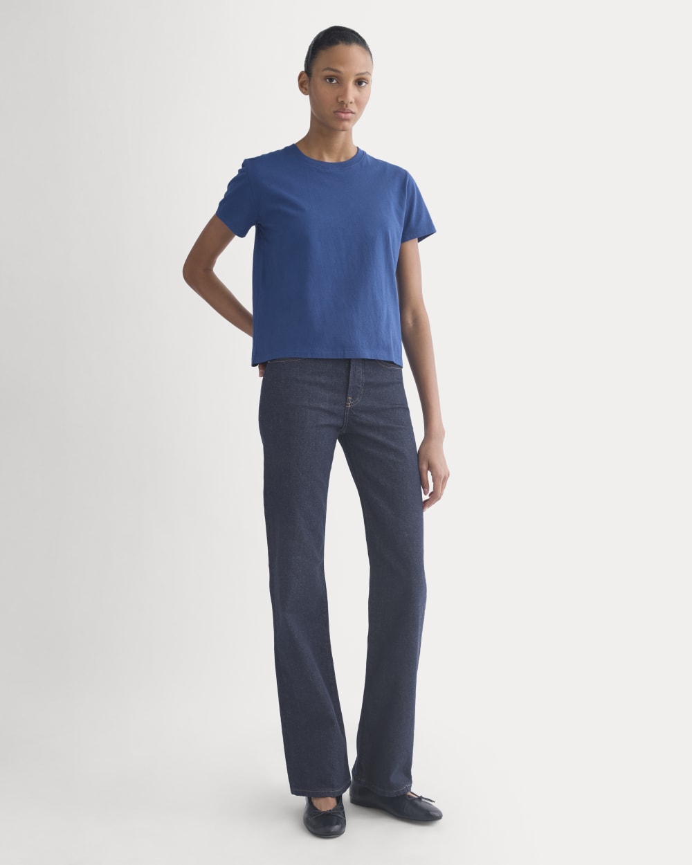 The Box-Cut Tee in Essential Cotton | Estate Blue | No Pocket - Image 3