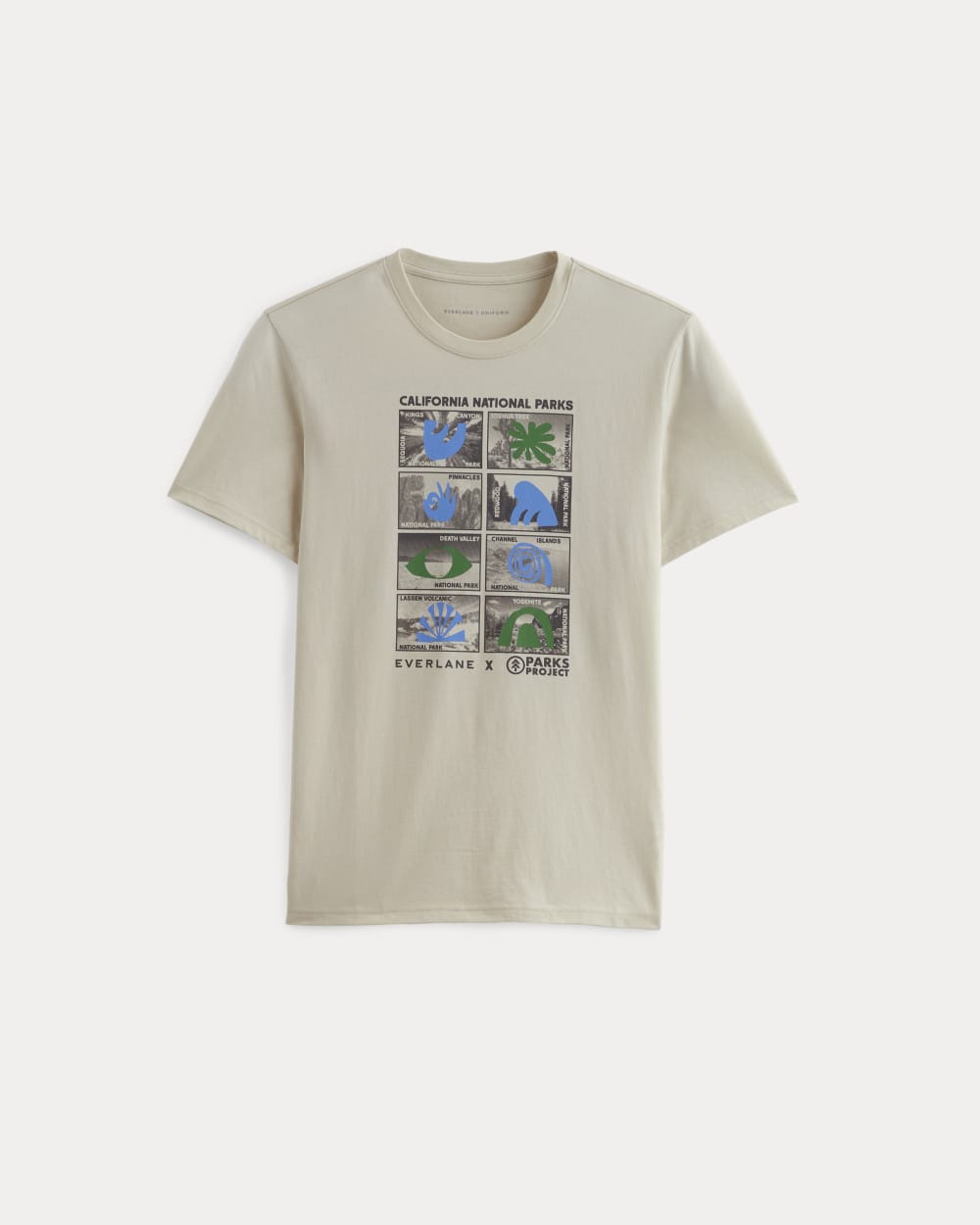 The Everlane x Parks Project Essential Organic Crew | Forged Iron / Birch / Granada Sky Blue / Green - Image 2