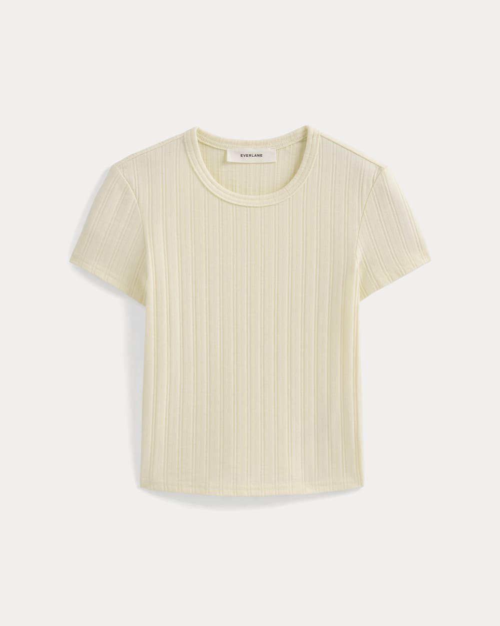 Cropped Crew in Pointelle | Lemon Icing - Image 2