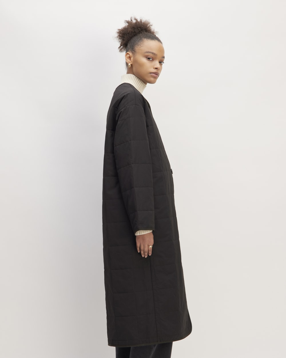 The ReNew Quilted Long Liner | Black - Image 3