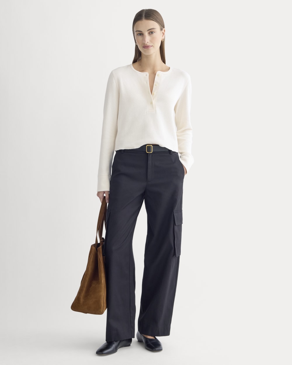 Boxy Henley in Cozy Waffle | Bone - Image 3