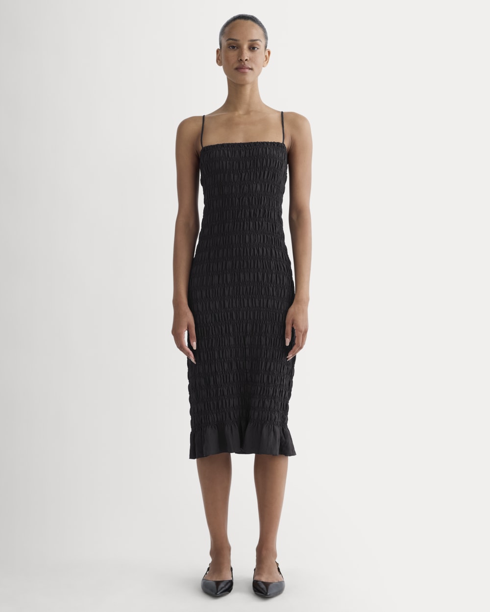 The Smocked Column Dress | Black