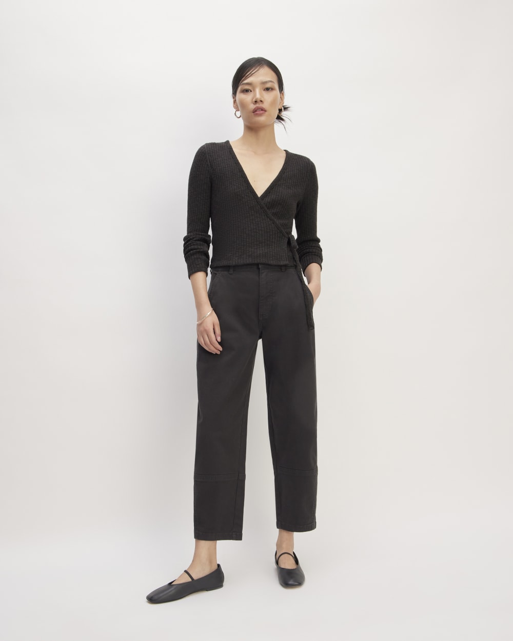 The Cozy Rib Wrap Top | Black - Image 3