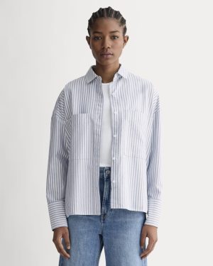 The Boxy Oxford | Bone / Mazarine Blue