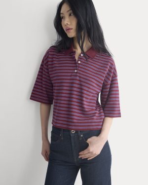 Pique Boxy Polo | Pomegranate/Heather Rose/Estate Blue