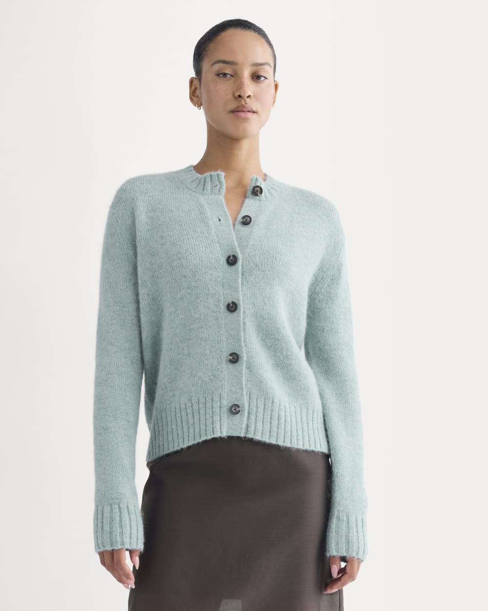 The Crew Cardigan in Alpaca | Heather Gray Mist - Image 4