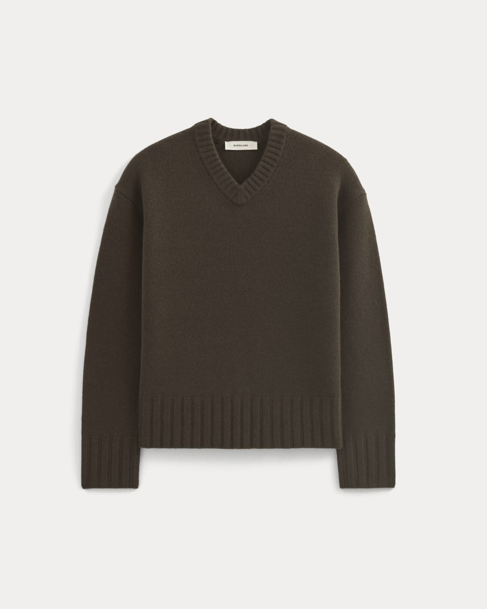 V-Neck Sweater in Extrafine Luxe Merino | Coffee Bean - Image 2