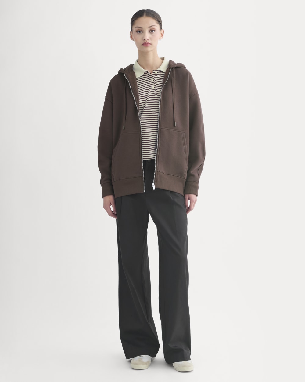 Luxe Fleece Oversized Full-Zip Hoodie | Dark Chocolate - Image 3