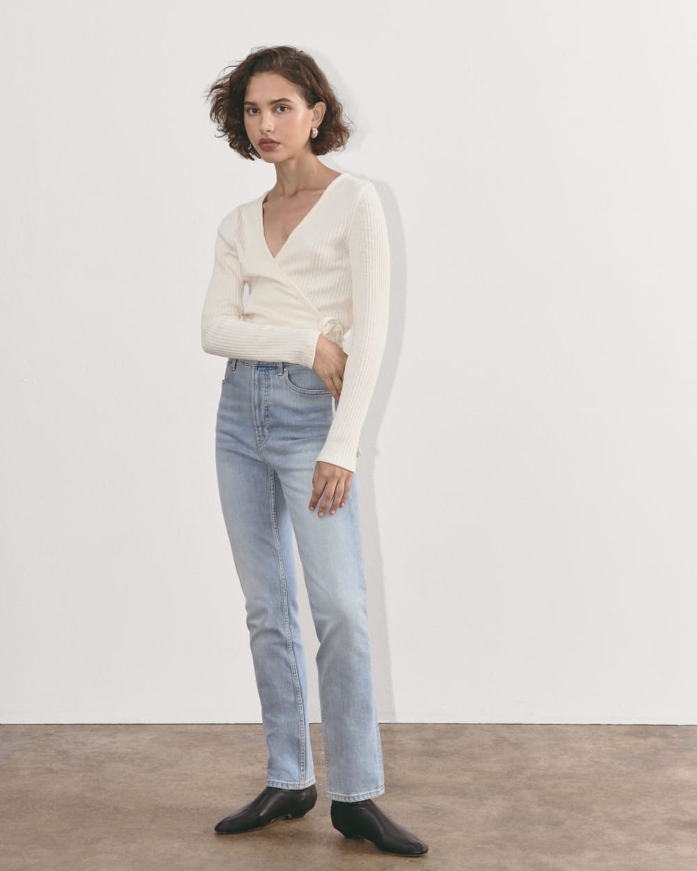 The Cozy Rib Wrap Top | Bone - Image 3