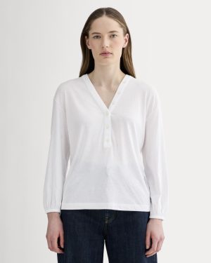 The Air V-Neck Henley | White