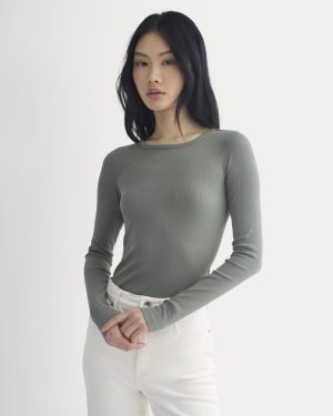 The Luxe Rib Long-Sleeve Crew | Agave Green