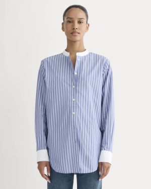 The Oversized Shirt in Ultrasoft Cotton | Dutch Blue / Bone