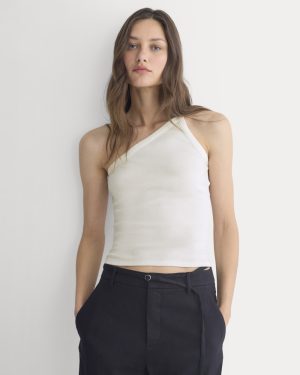 RetroSoft Cotton One-Shoulder Tank | Bone