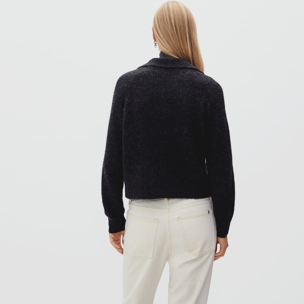 The Alpaca Collared Cardigan | Heathered Black - Image 4