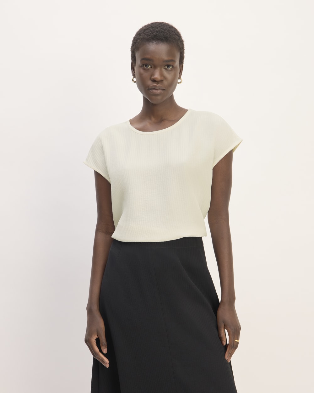 The Mini Jacquard Stripe Top | Bone