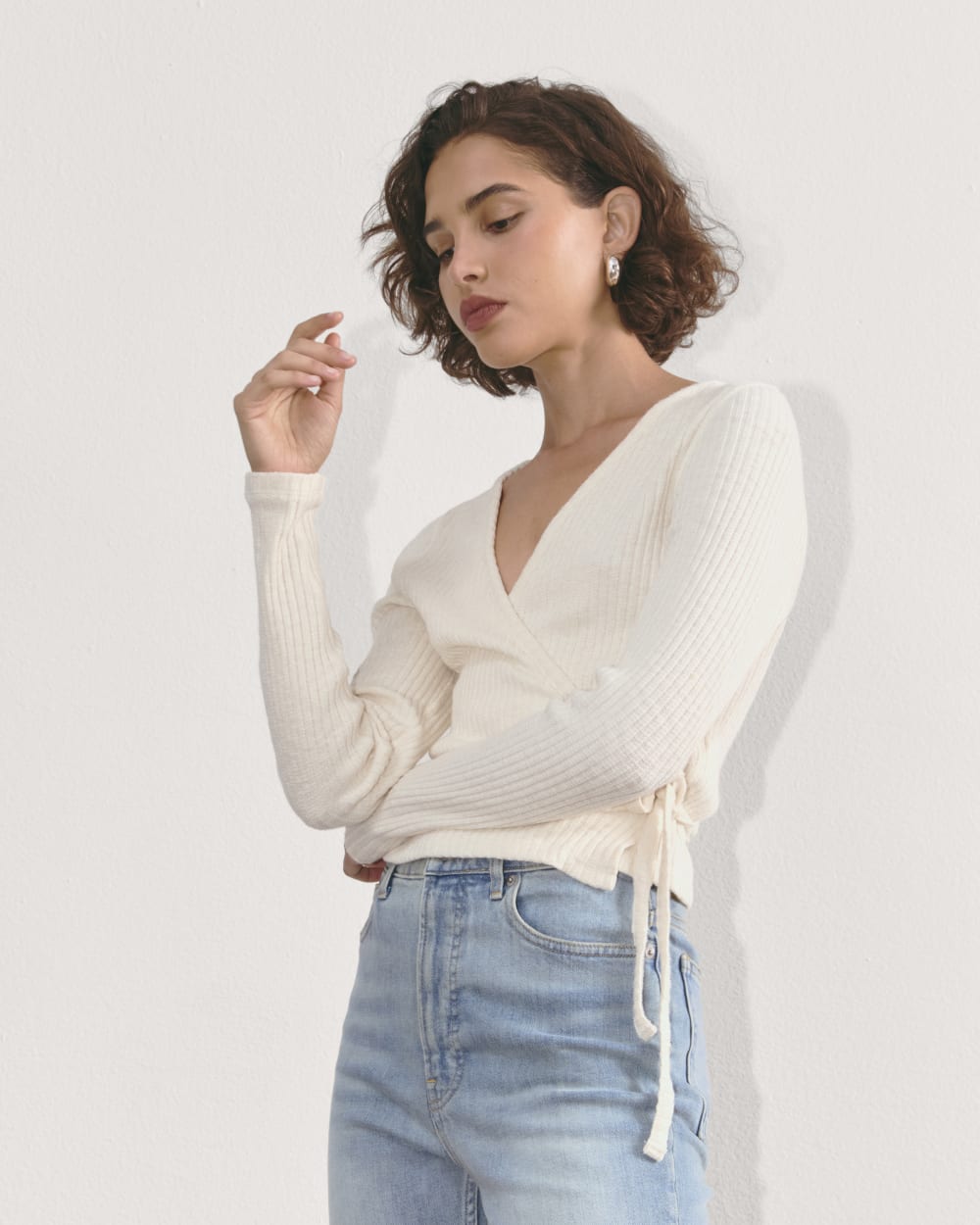 The Cozy Rib Wrap Top | Bone - Image 4