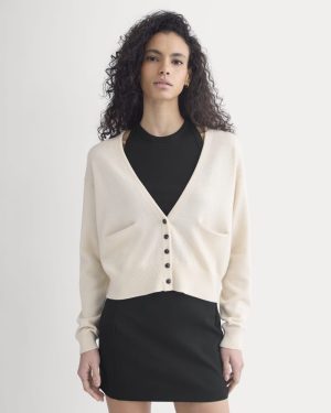 Deep V-Neck Cardigan in Cotton Merino | Canvas