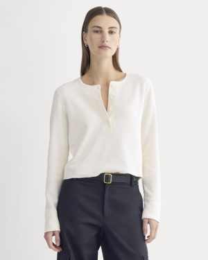 Boxy Henley in Cozy Waffle | Bone
