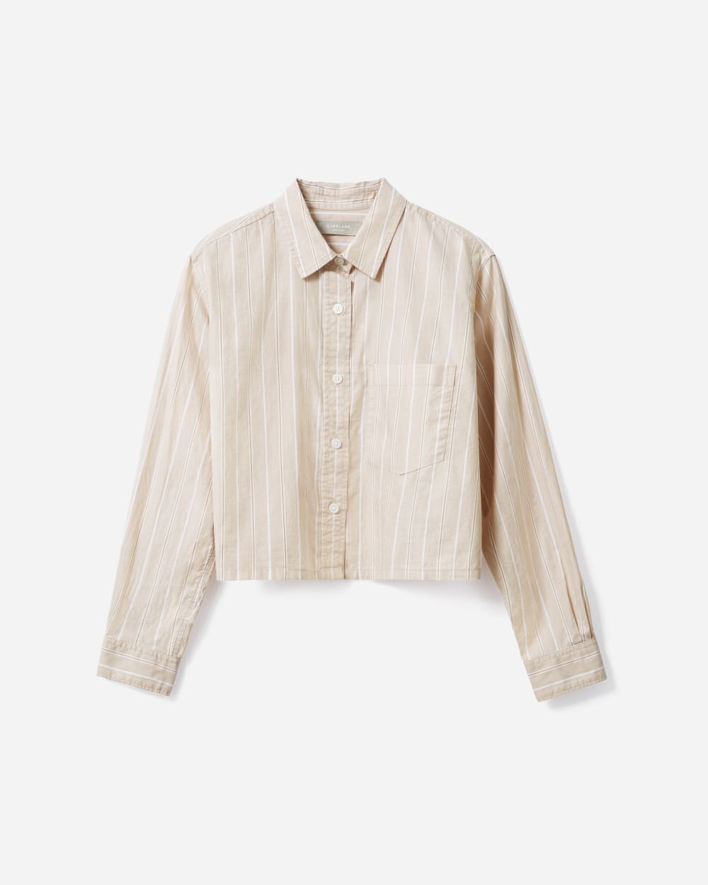 The Way-Short Shirt in Silky Cotton | Golden Brown / White - Image 4