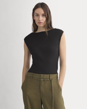 Boat-Neck Ribbed Knit | Black