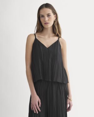 Crinkle Trapeze Tank | Black