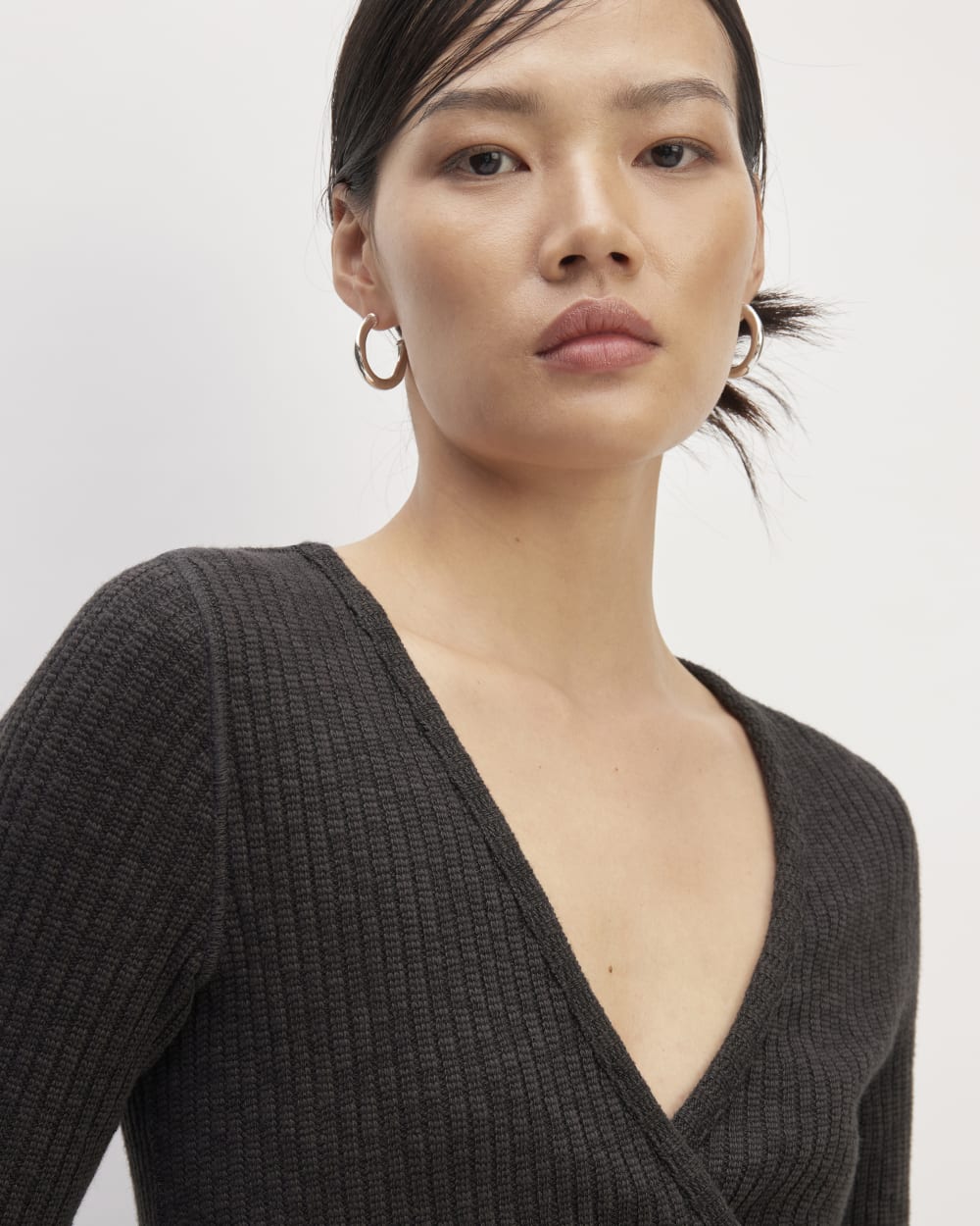 The Cozy Rib Wrap Top | Black - Image 4