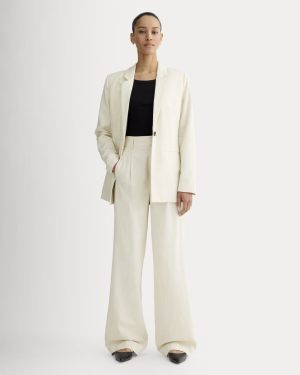 The Draper Pleated Pant in Buttersmooth | Heathered Oat | 32 Inseam