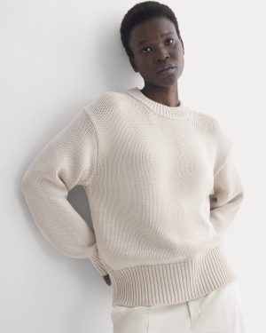 Oversized Cocoon Crew in Elevated Cotton | Peyote