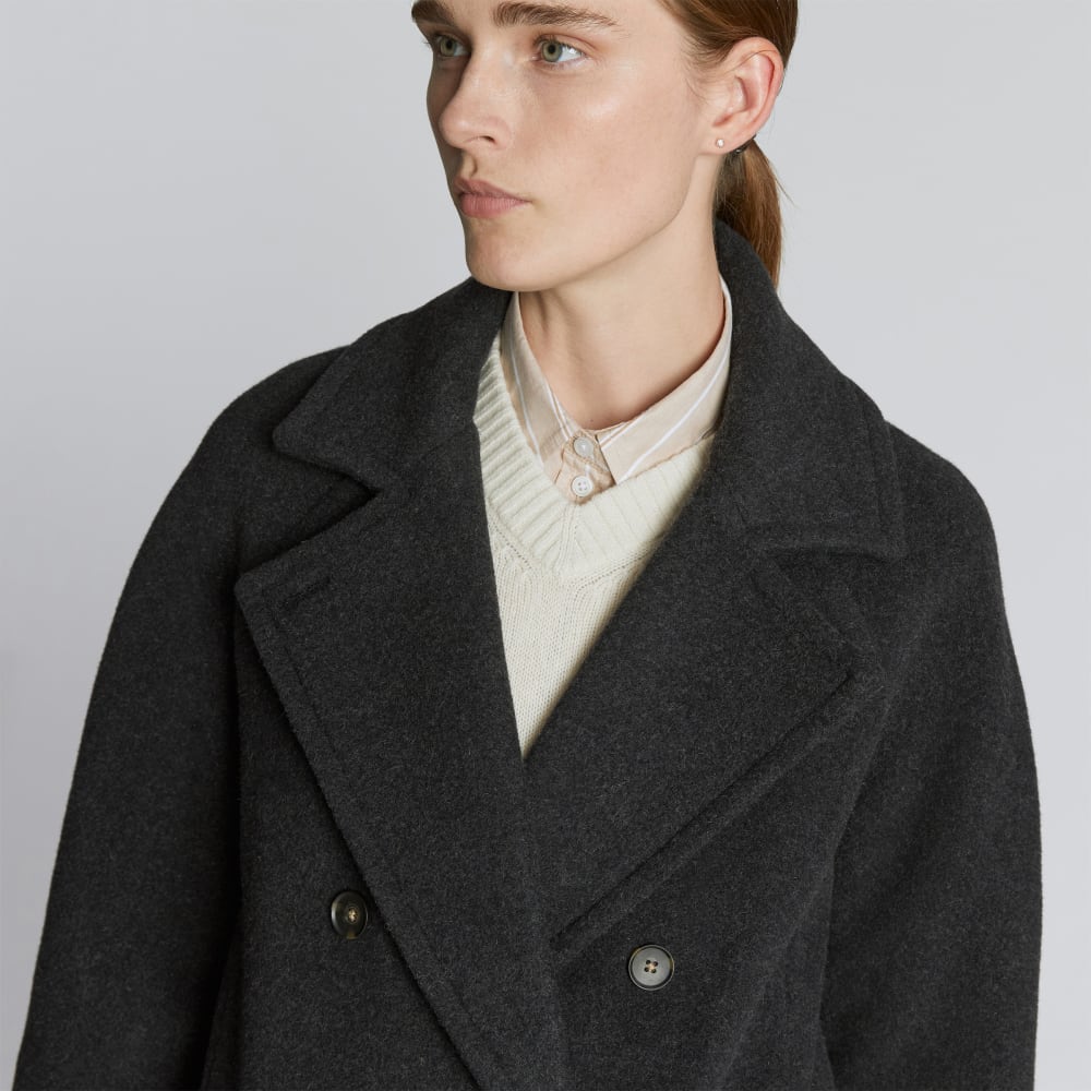 The Italian ReWool? Long Peacoat | Heathered Black - Image 4