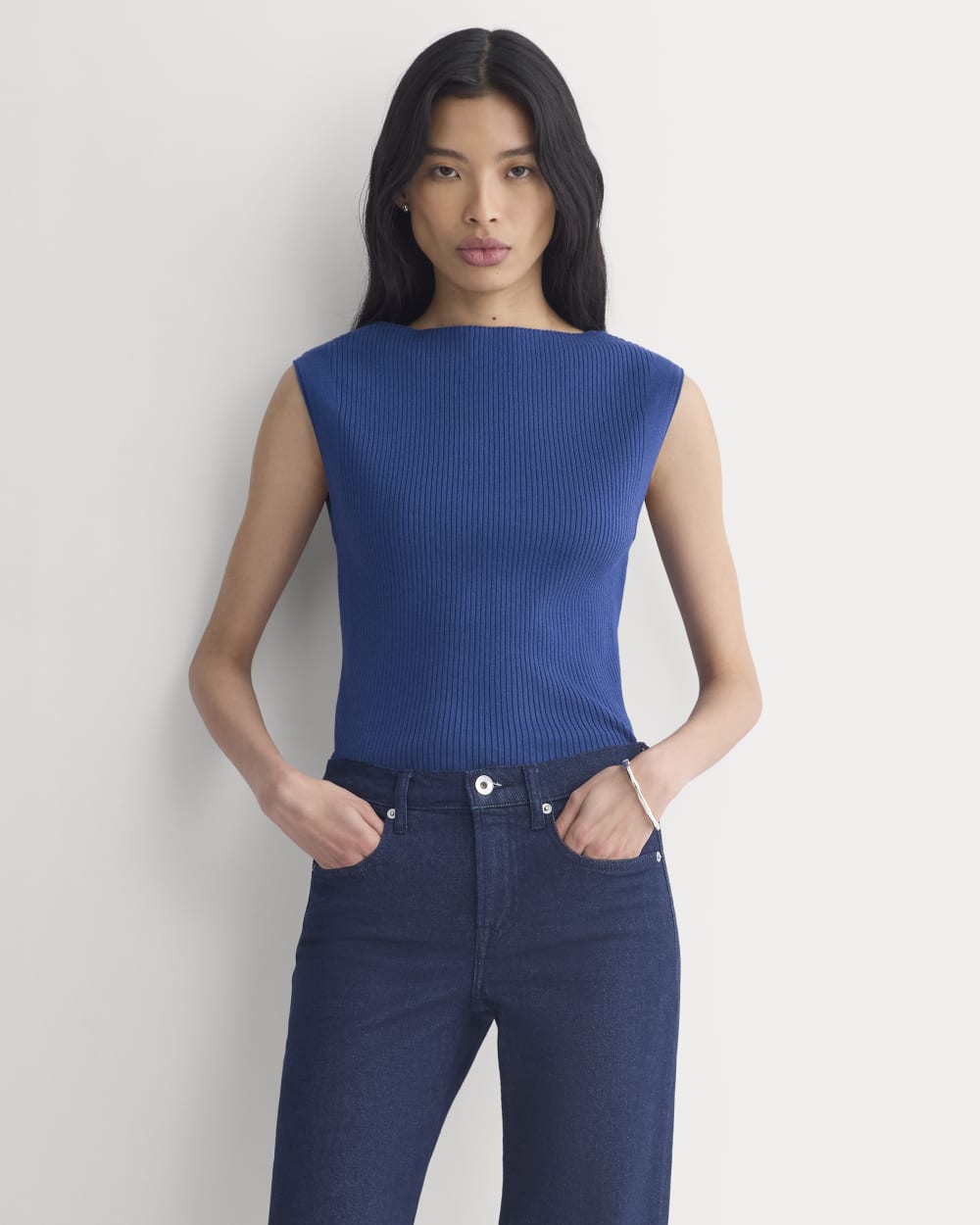 Boat-Neck Ribbed Knit | Estate Blue