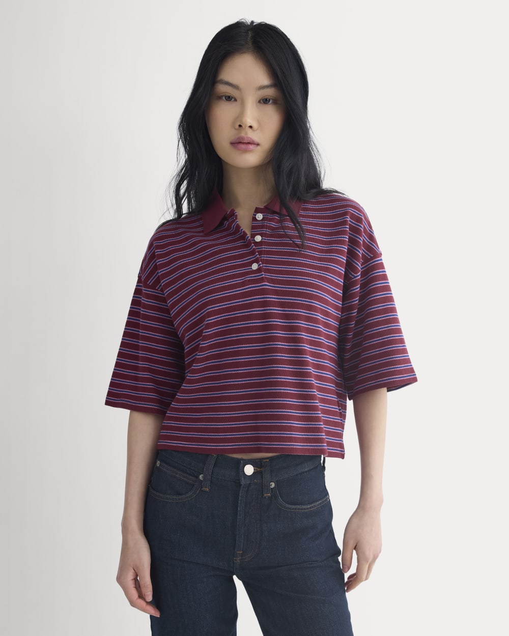 Pique Boxy Polo | Pomegranate/Heather Rose/Estate Blue - Image 4